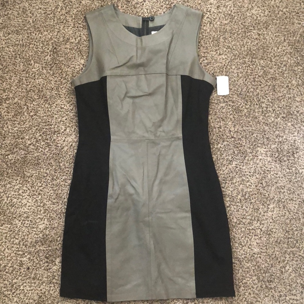 Faux Leather Color Block Dress